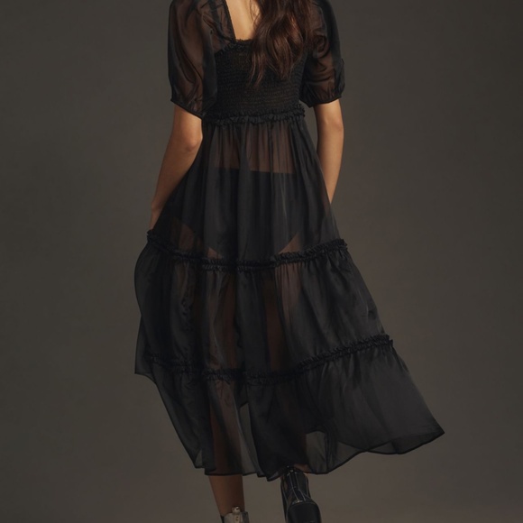 By Anthropologie short sleeve sheer tiered midi dress - Picture 2 of 5